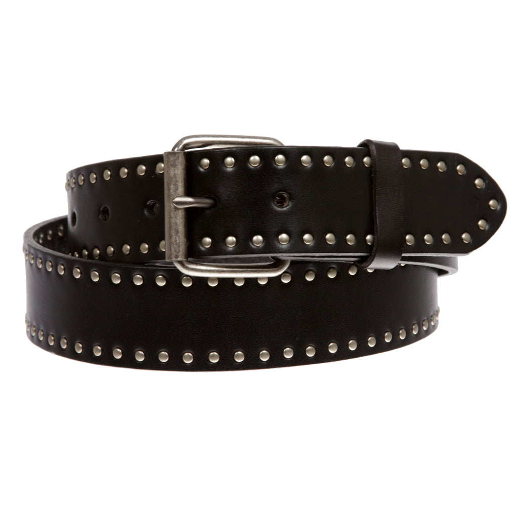 Thin leather belt with round buckle · Black · Accessories