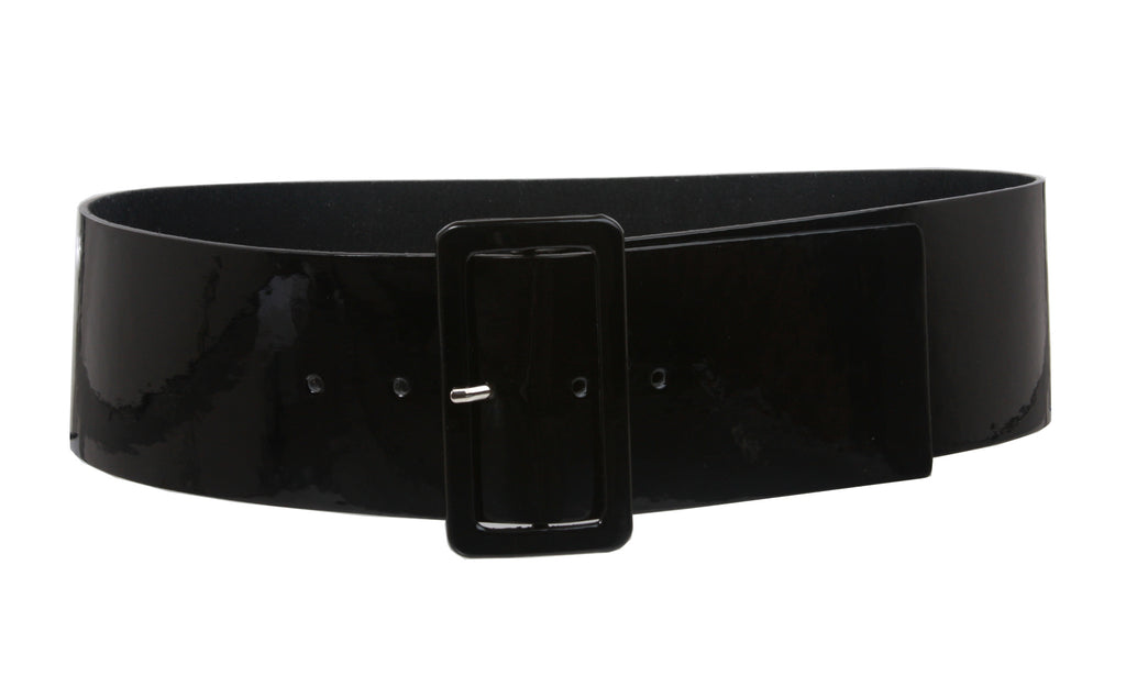 Fashion plus size belt wide big shiny patent leather belts for