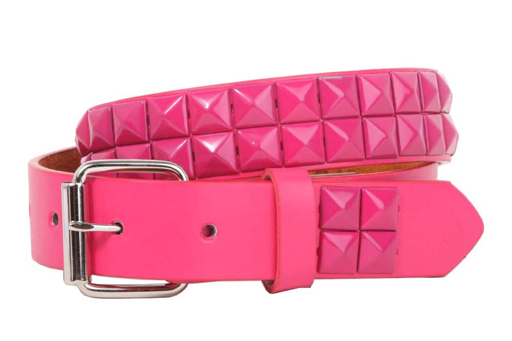 Snap On 1 1/2 Hot pink & Black Checkerboard Punk Rock Studded Belt, xs  (26-28 waist) at  Women's Clothing store