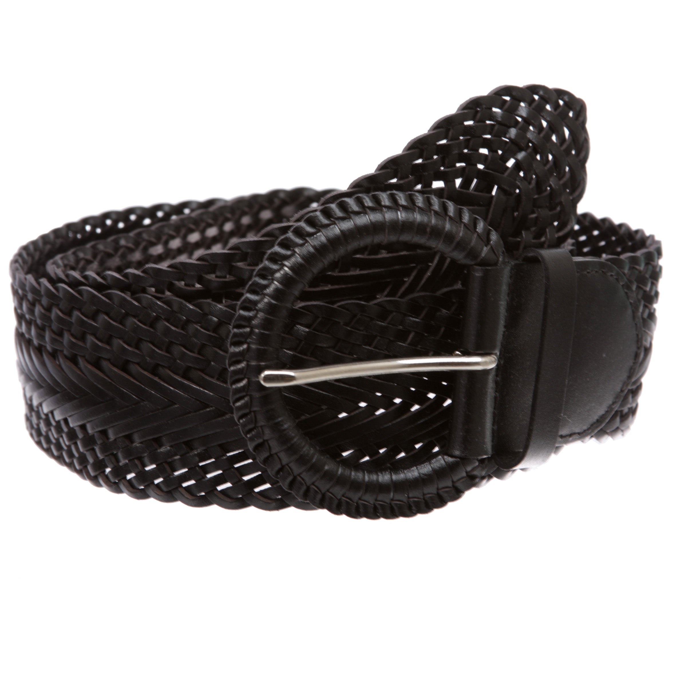 2 Inch Wide Genuine Leather Braided Woven Round Belt