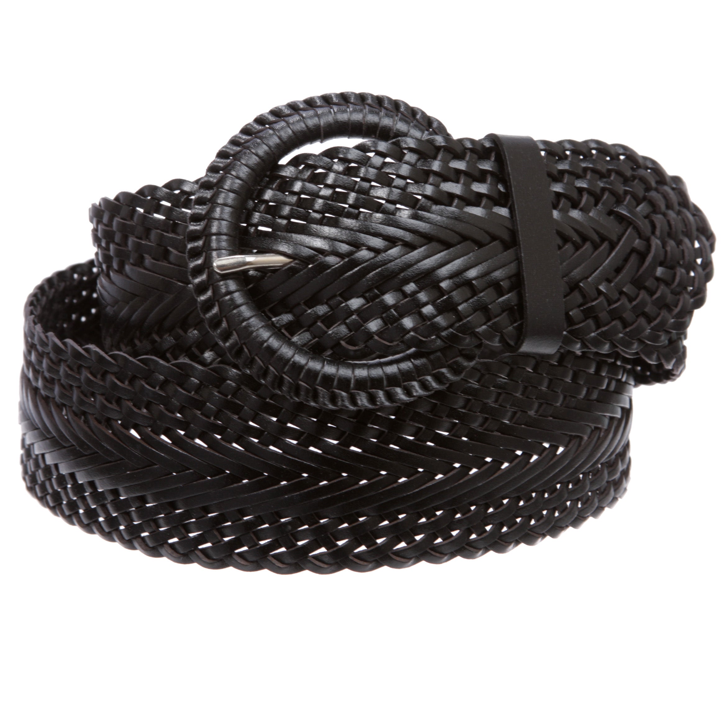 2 Inch Wide Genuine Leather Braided Woven Round Belt