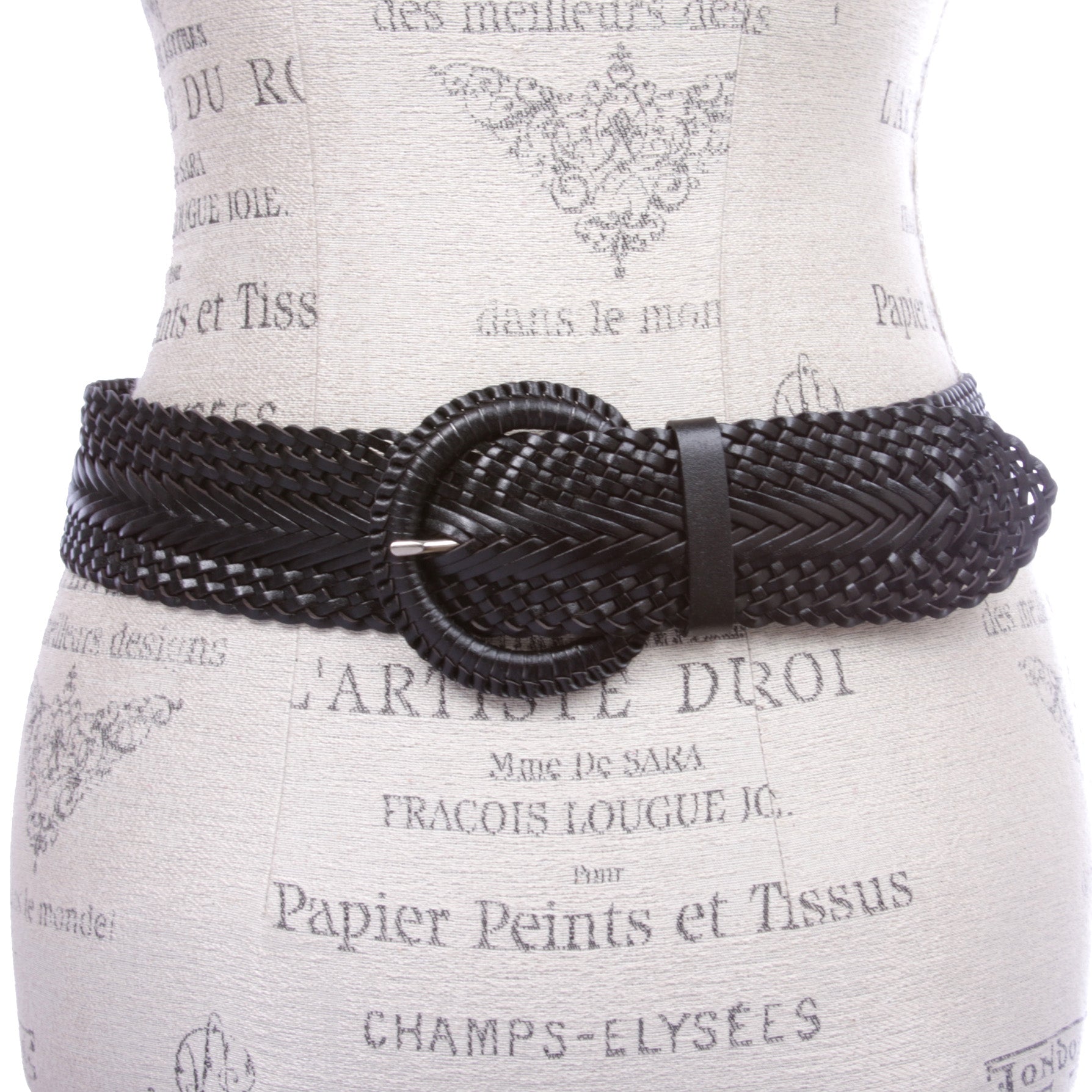 2 Inch Wide Genuine Leather Braided Woven Round Belt