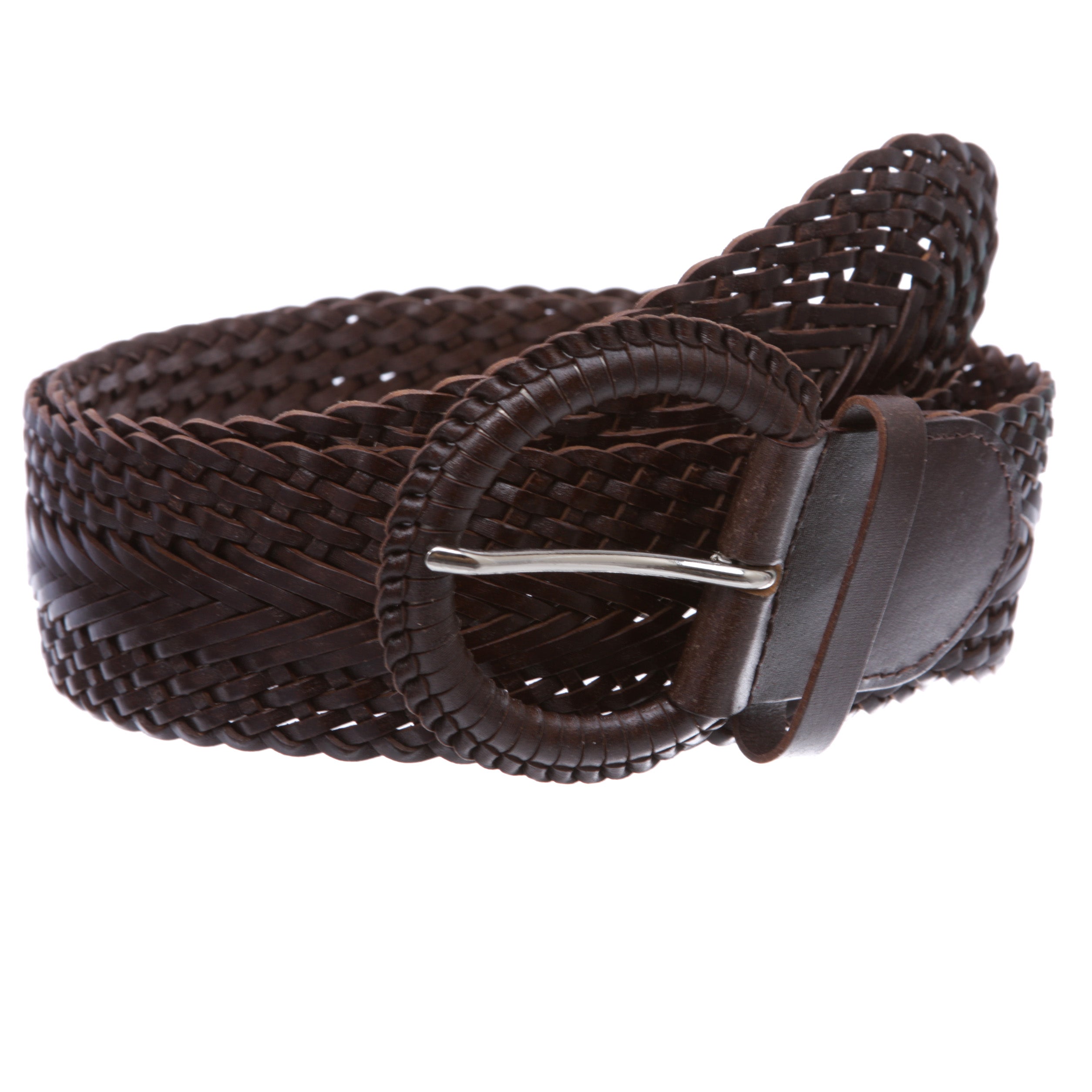 2 Inch Wide Genuine Leather Braided Woven Round Belt