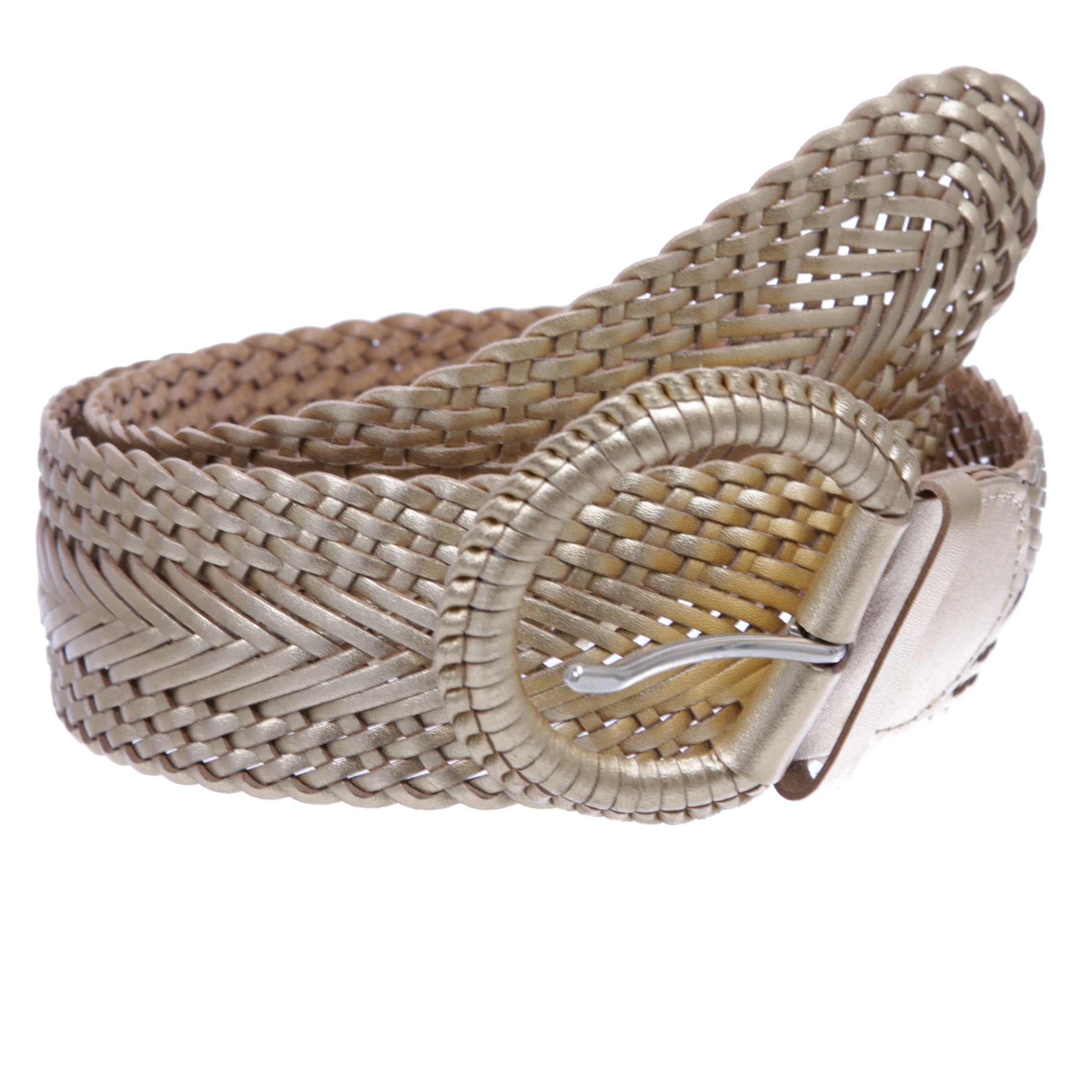 2 Inch Wide Genuine Leather Braided Woven Round Belt