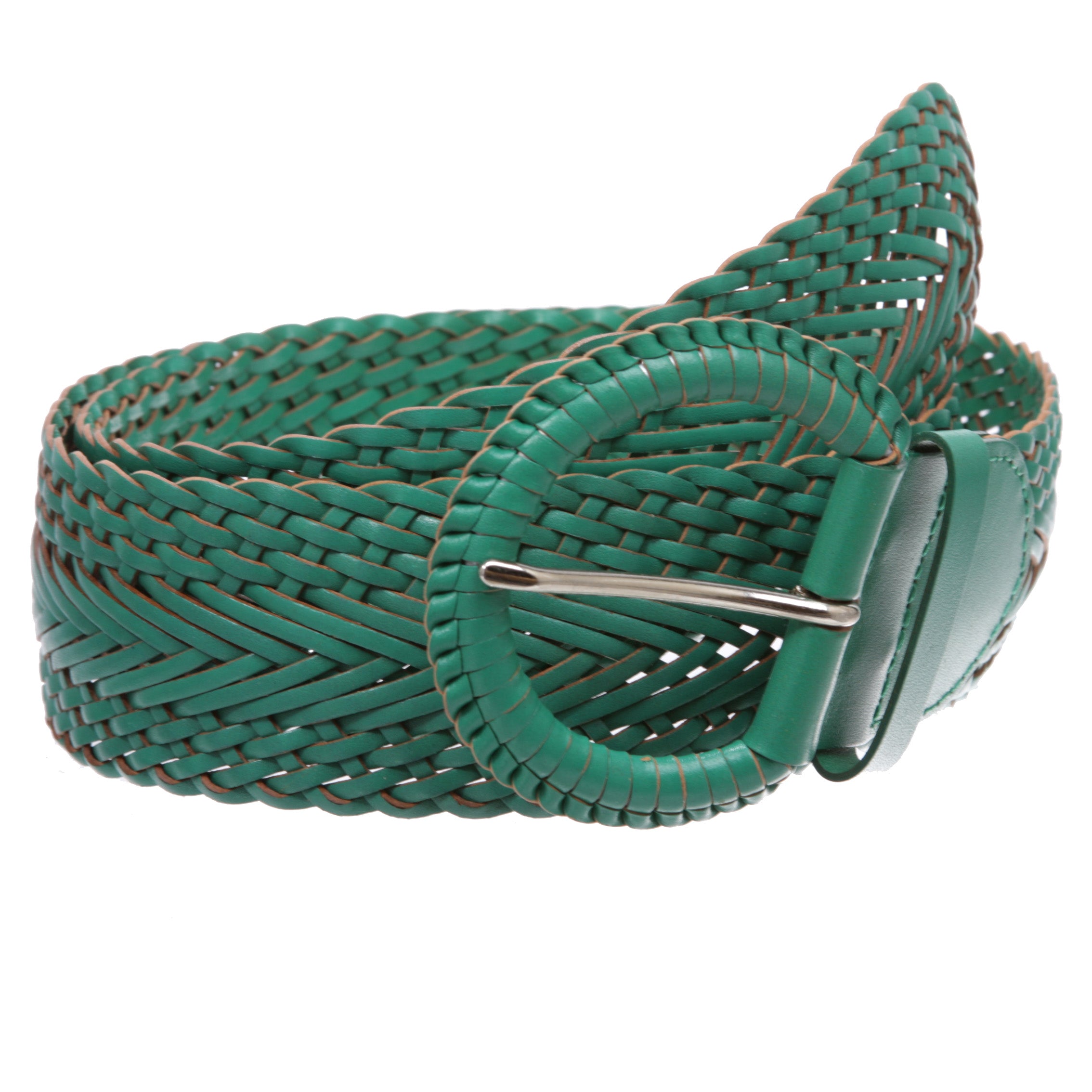 2 Inch Wide Genuine Leather Braided Woven Round Belt