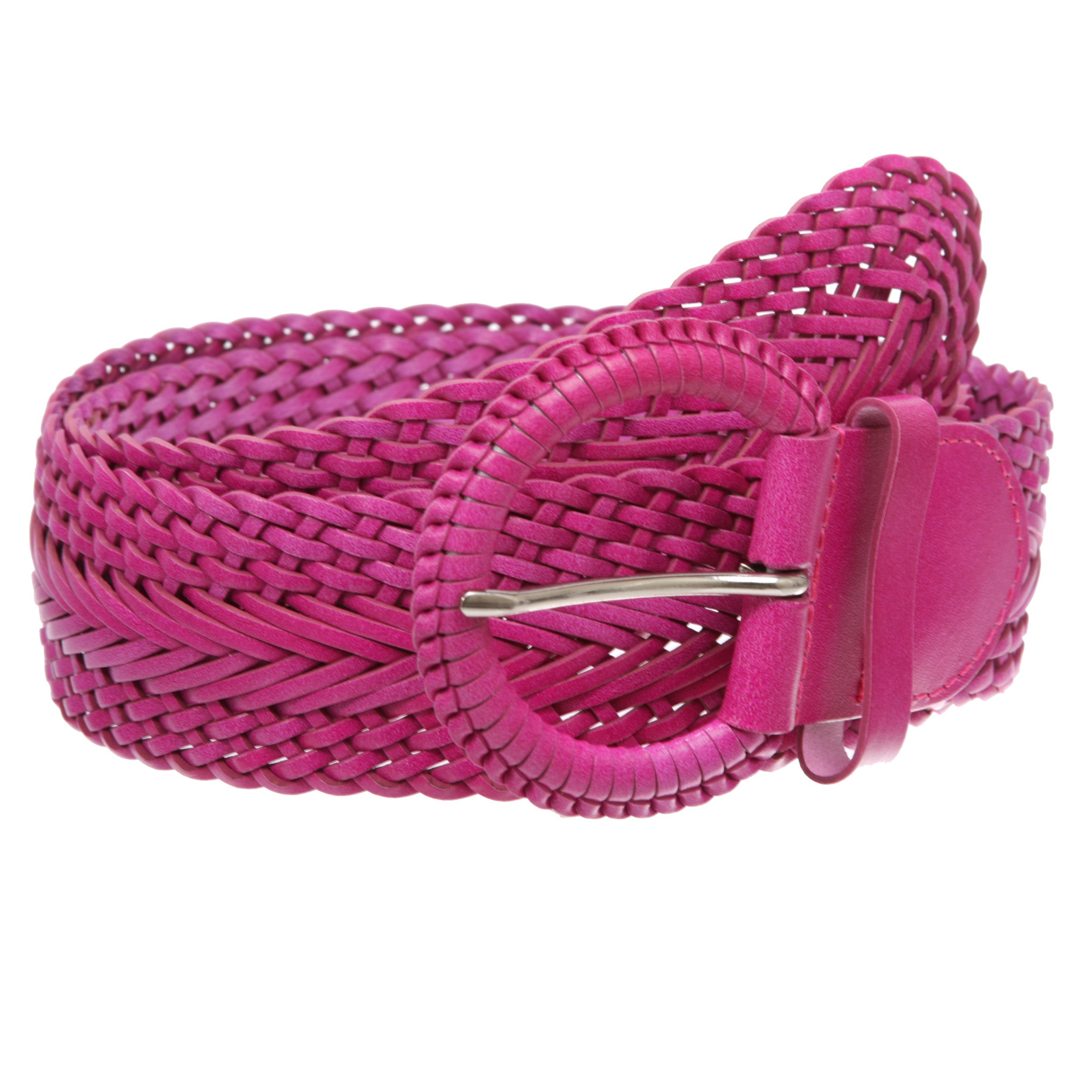 2 Inch Wide Genuine Leather Braided Woven Round Belt