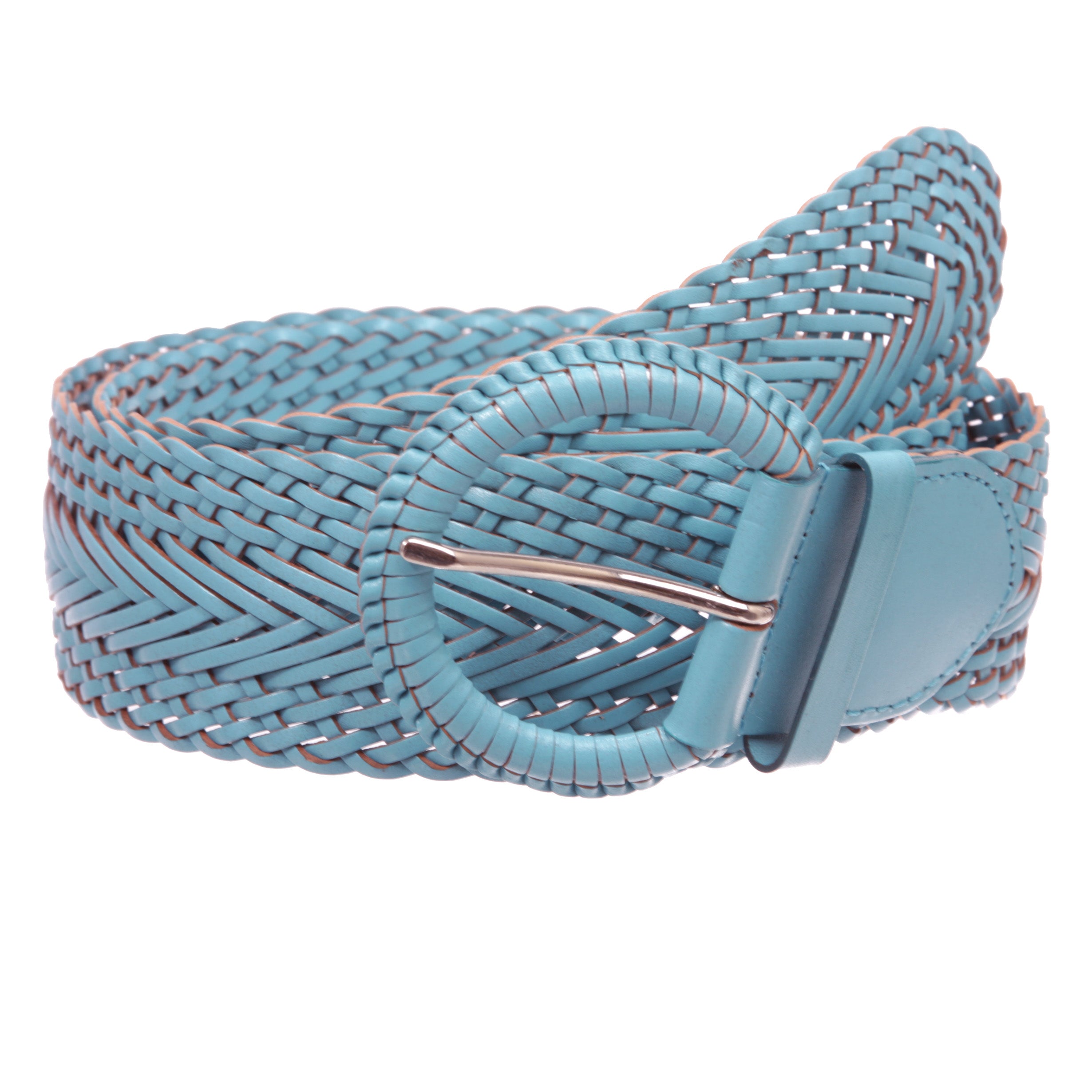 2 Inch Wide Genuine Leather Braided Woven Round Belt