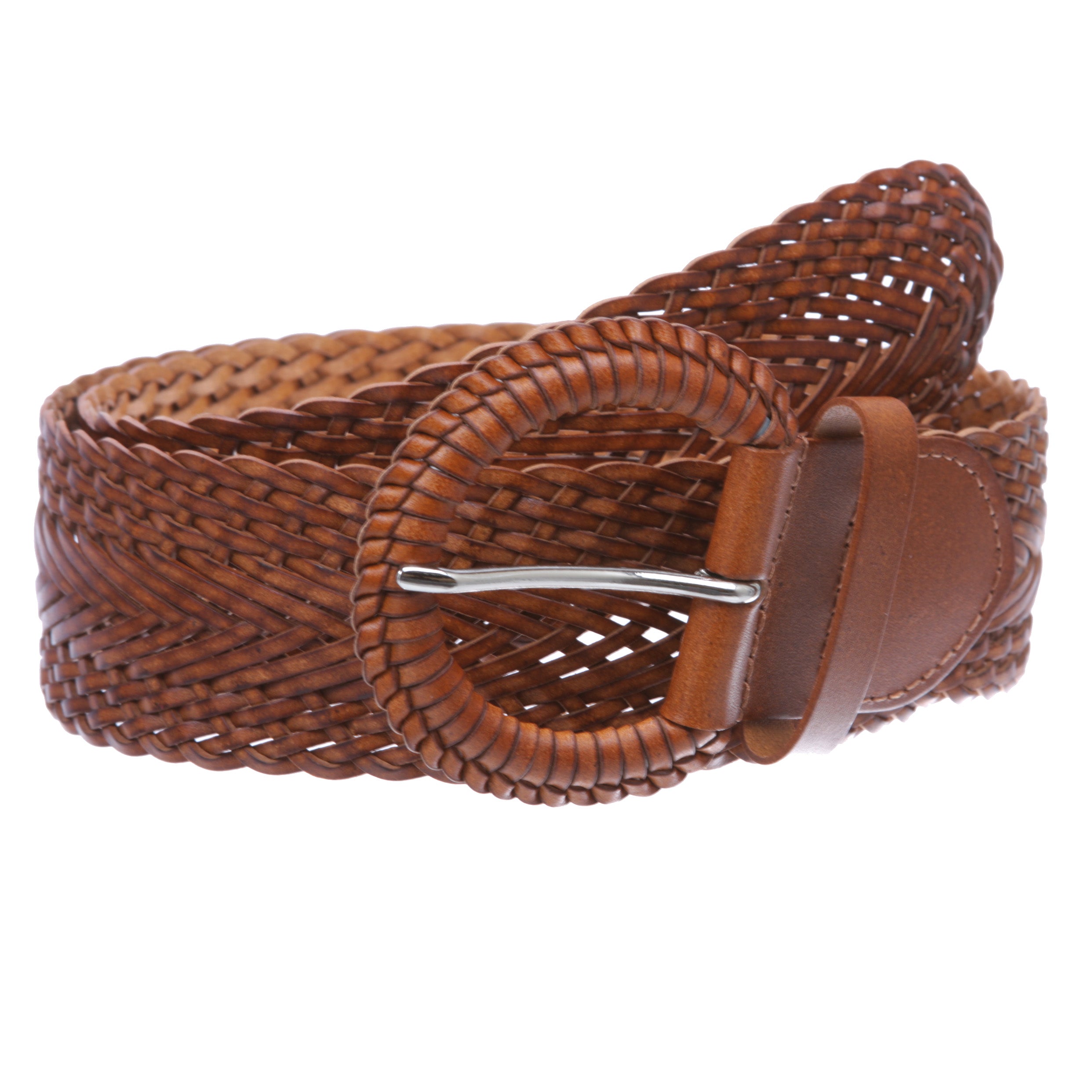 2 Inch Wide Genuine Leather Braided Woven Round Belt