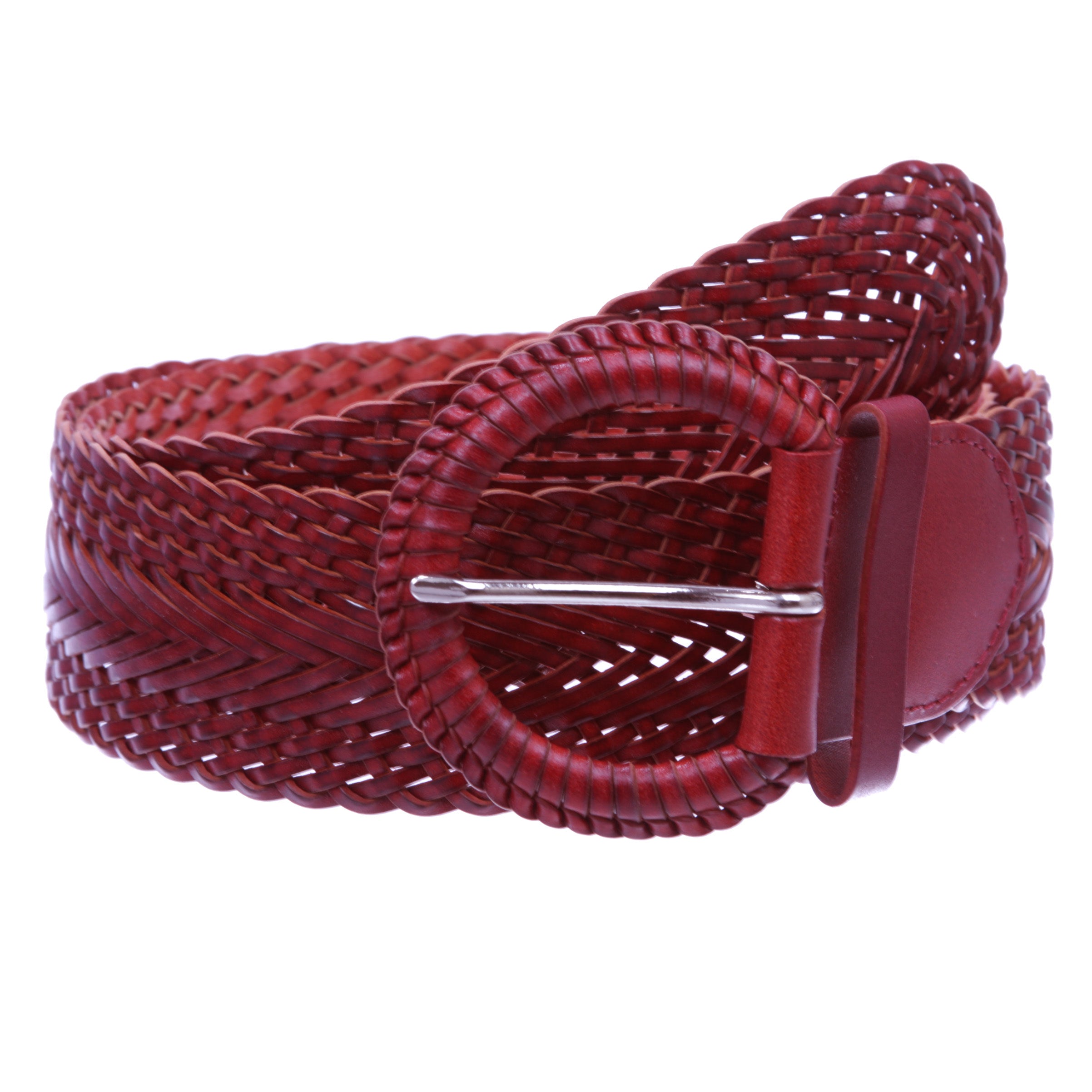 2 Inch Wide Genuine Leather Braided Woven Round Belt