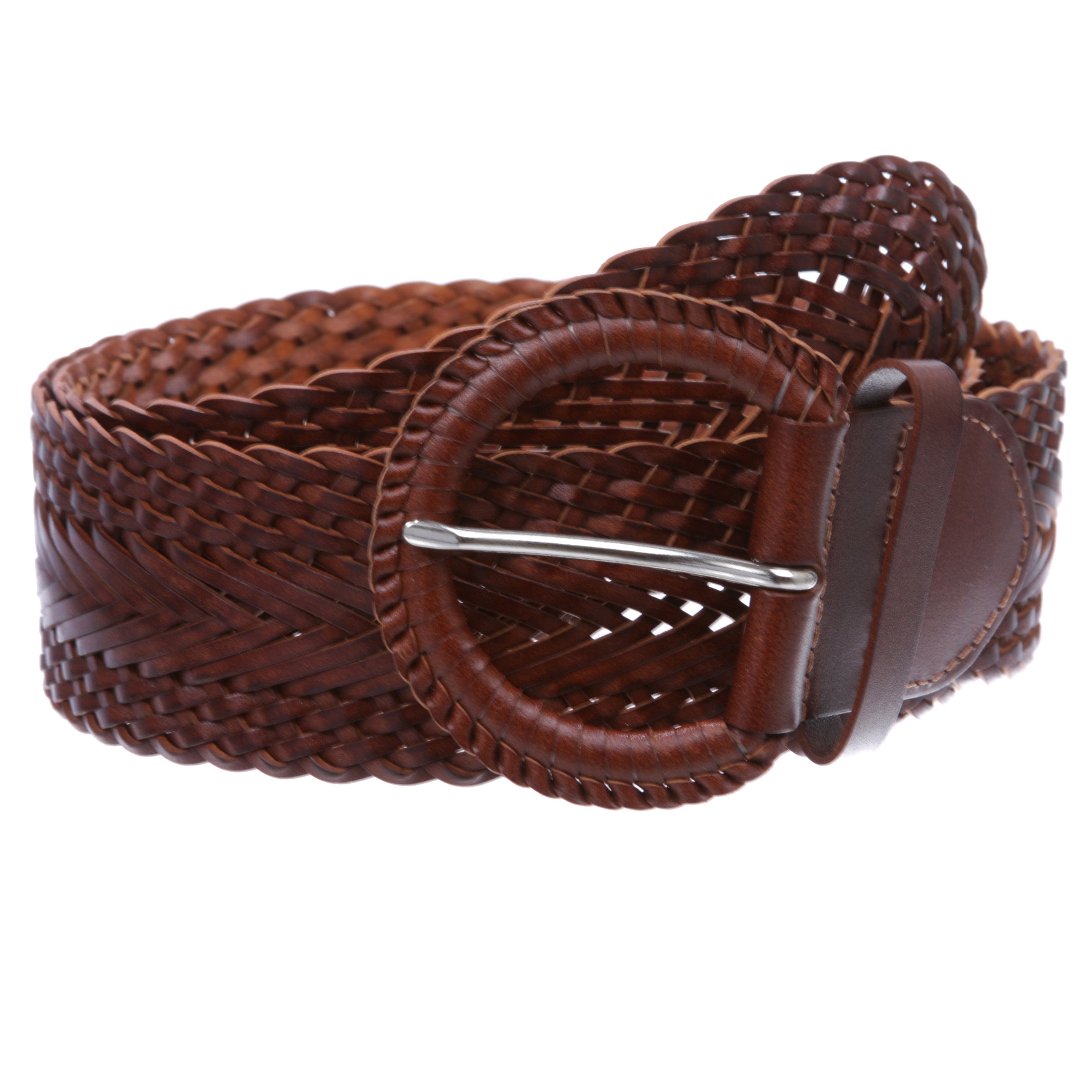 2 Inch Wide Genuine Leather Braided Woven Round Belt