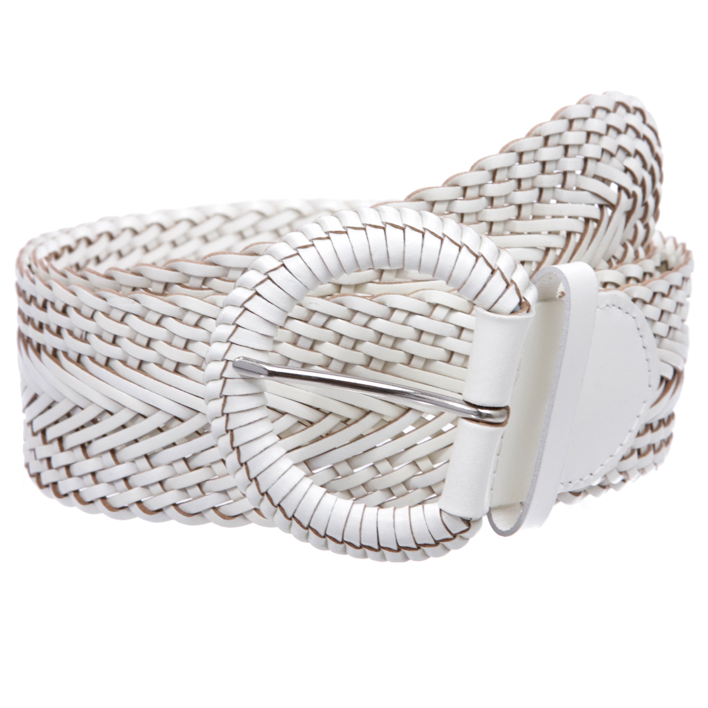 2 Inch Wide Genuine Leather Braided Woven Round Belt