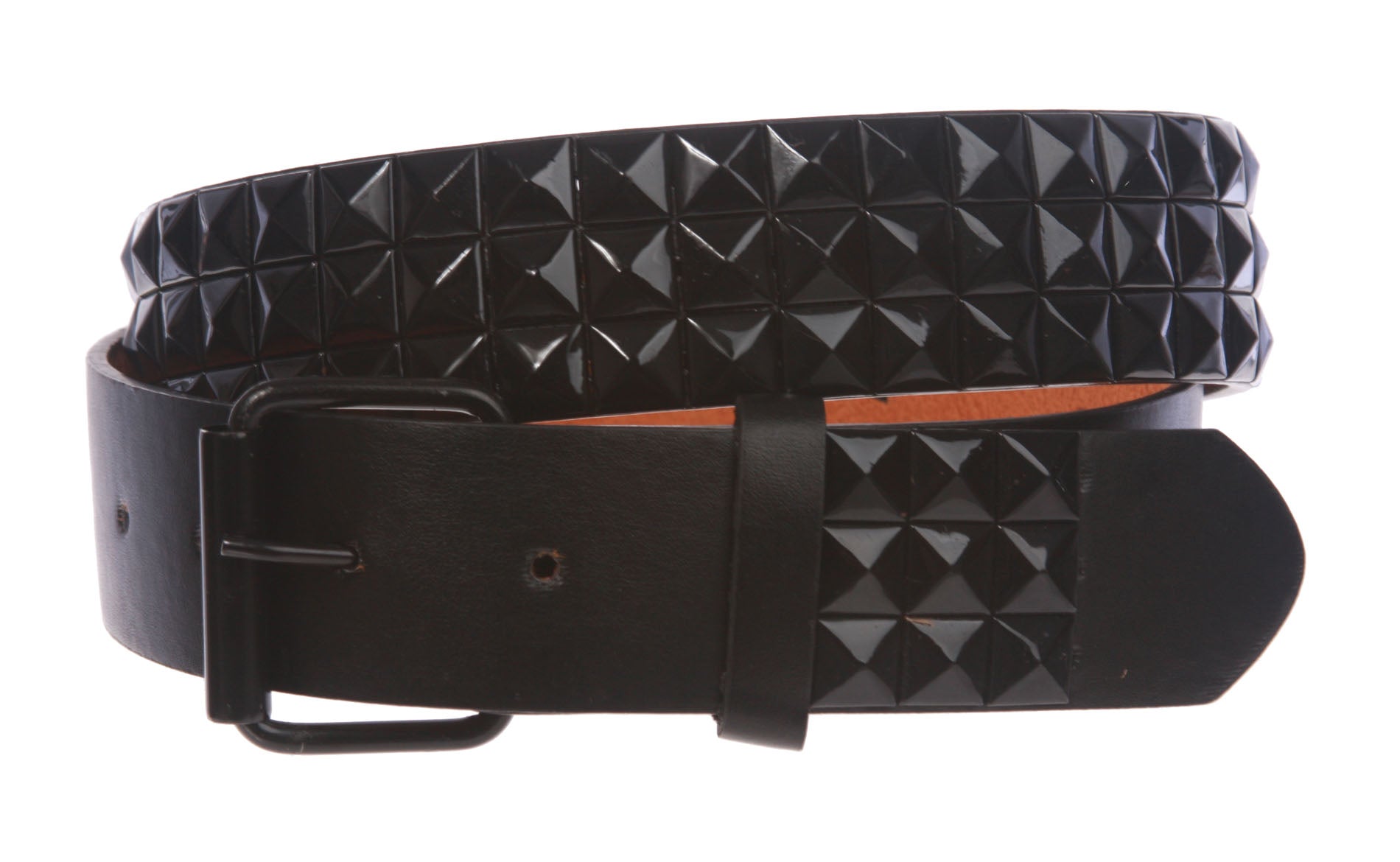 Snap On Punk Rock Star Pyramid Studded Checker Board Leather Belt