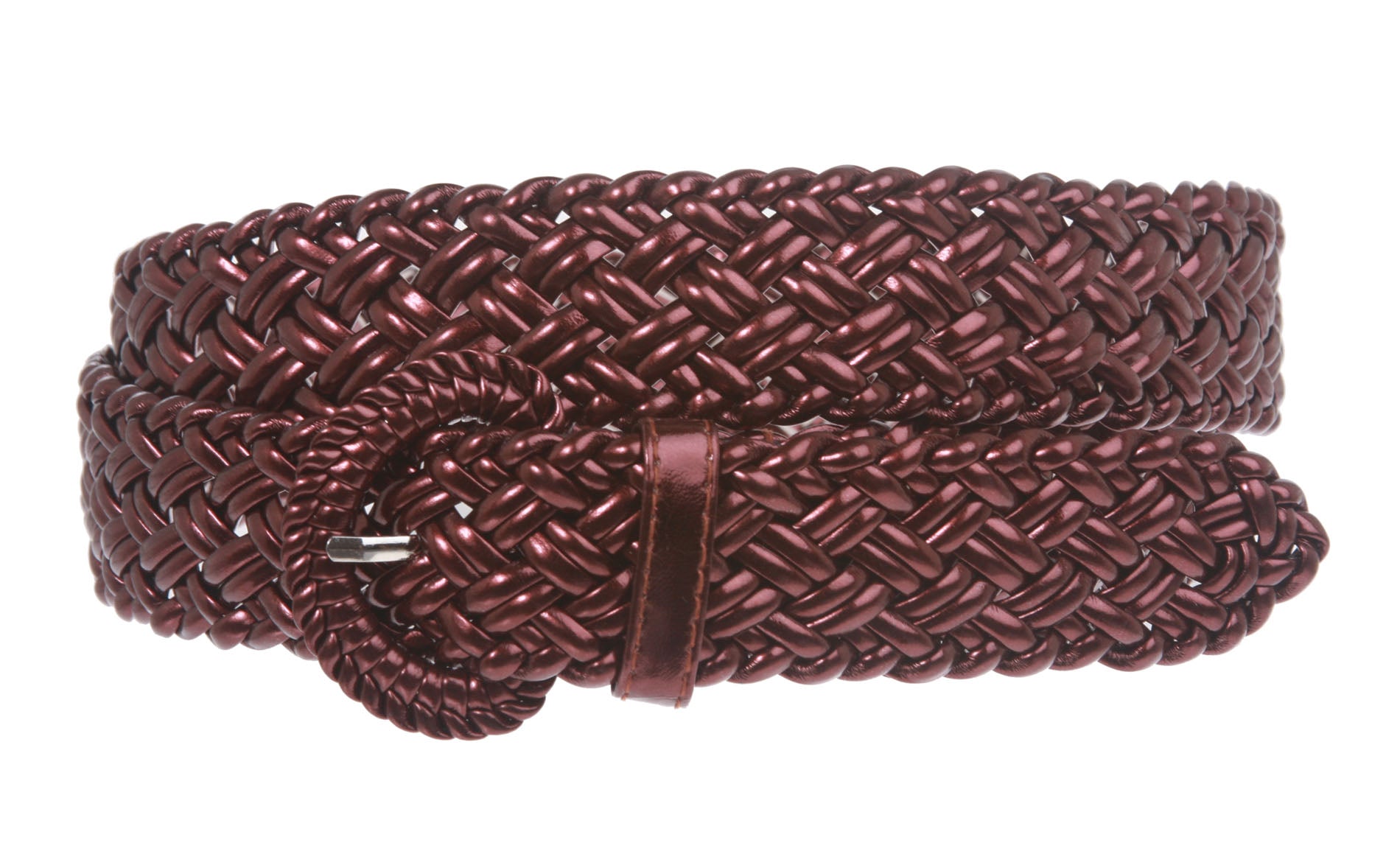 Women's 1 1/4" Inch Wide Hand Made Metallic Braided Woven Casual Belt