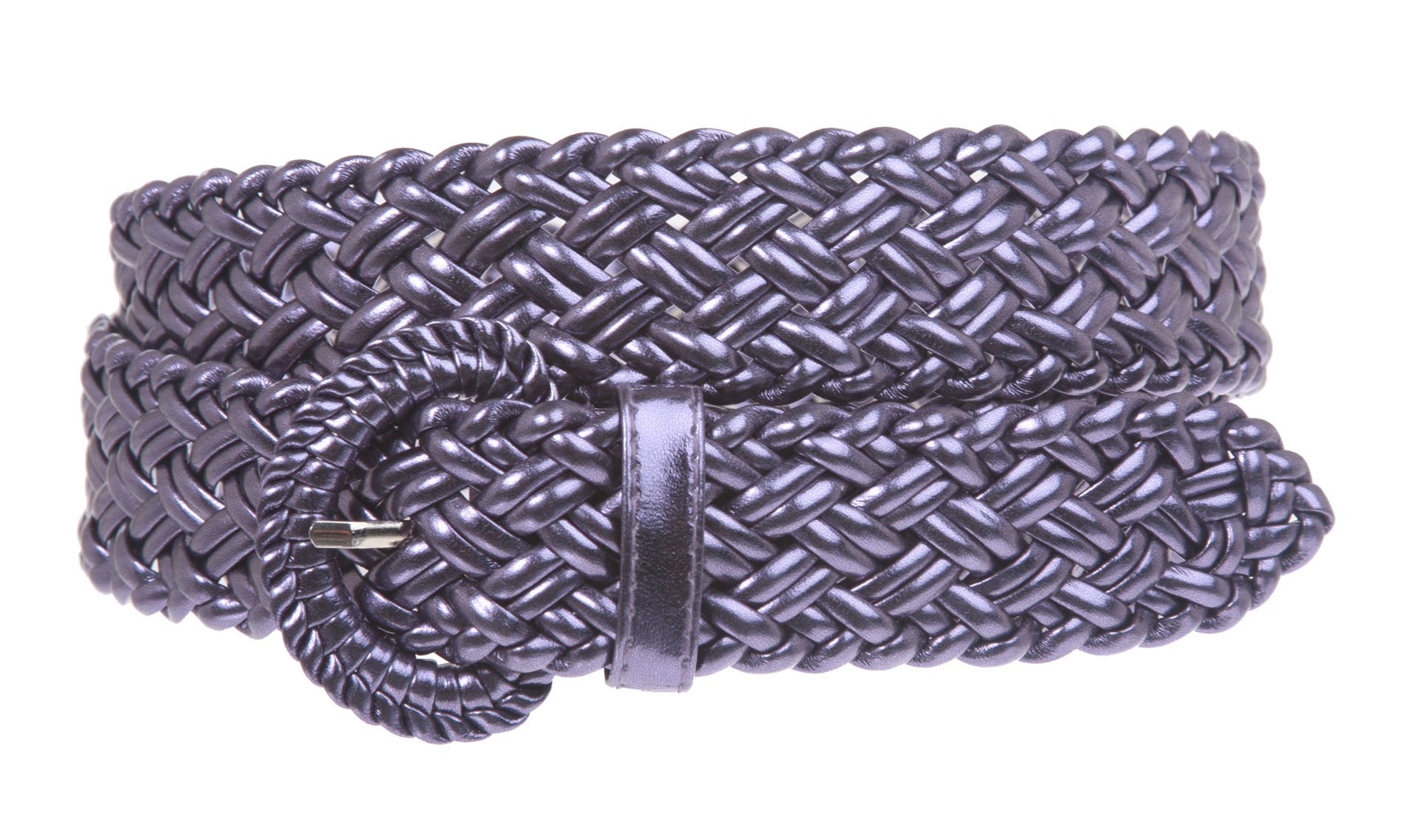 Women's 1 1/4" Inch Wide Hand Made Metallic Braided Woven Casual Belt