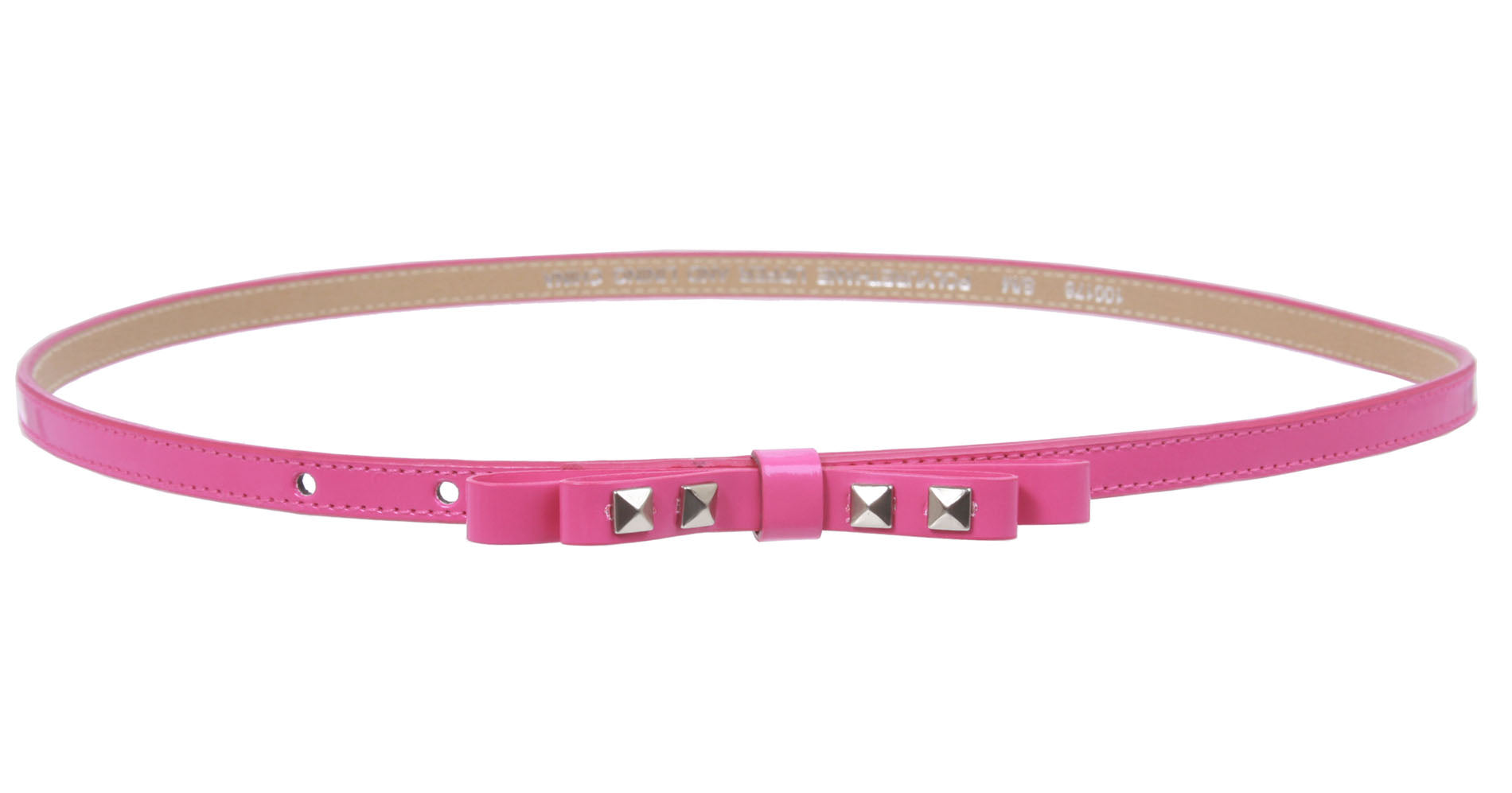 Womens 3/8" Skinny Pyramids Studded Bow Patent Fashion Belt