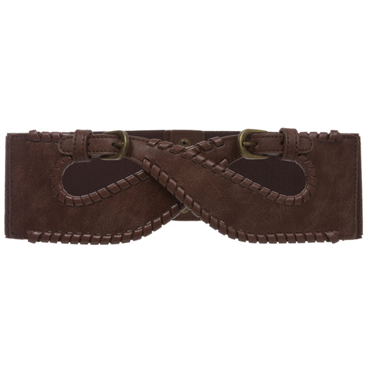 Isabella brown croc print leather waist belt