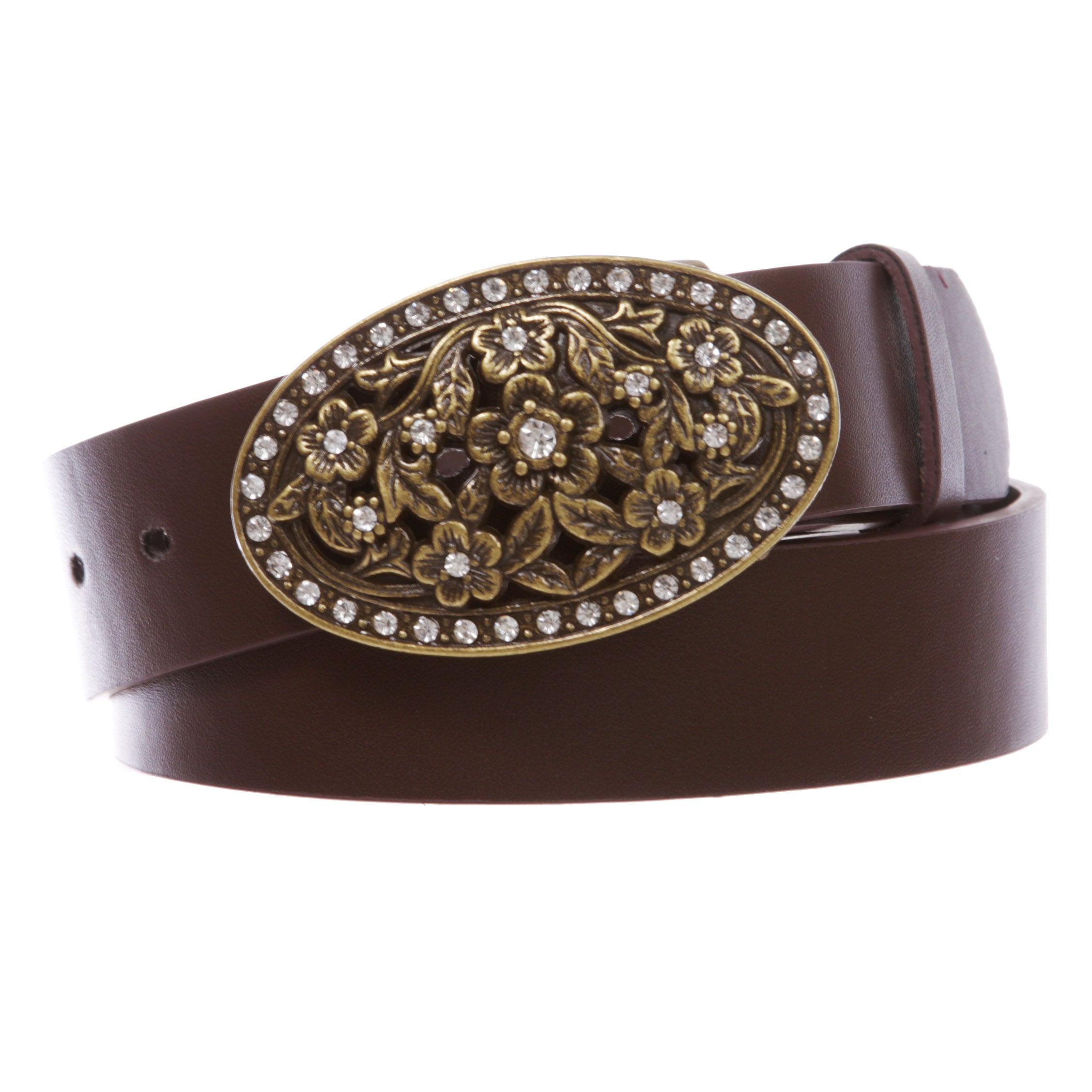 Belt Buckle Leather Embossed discount Crystal