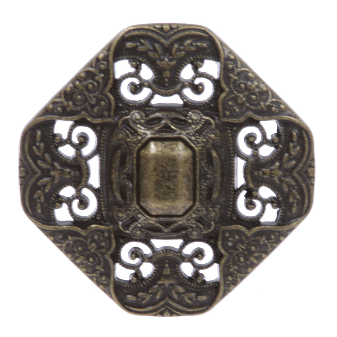 1 1/2" (38 mm) Western Engraving Hollow Out Perforated Floral Octagonal Rhombic Square Belt Buckle