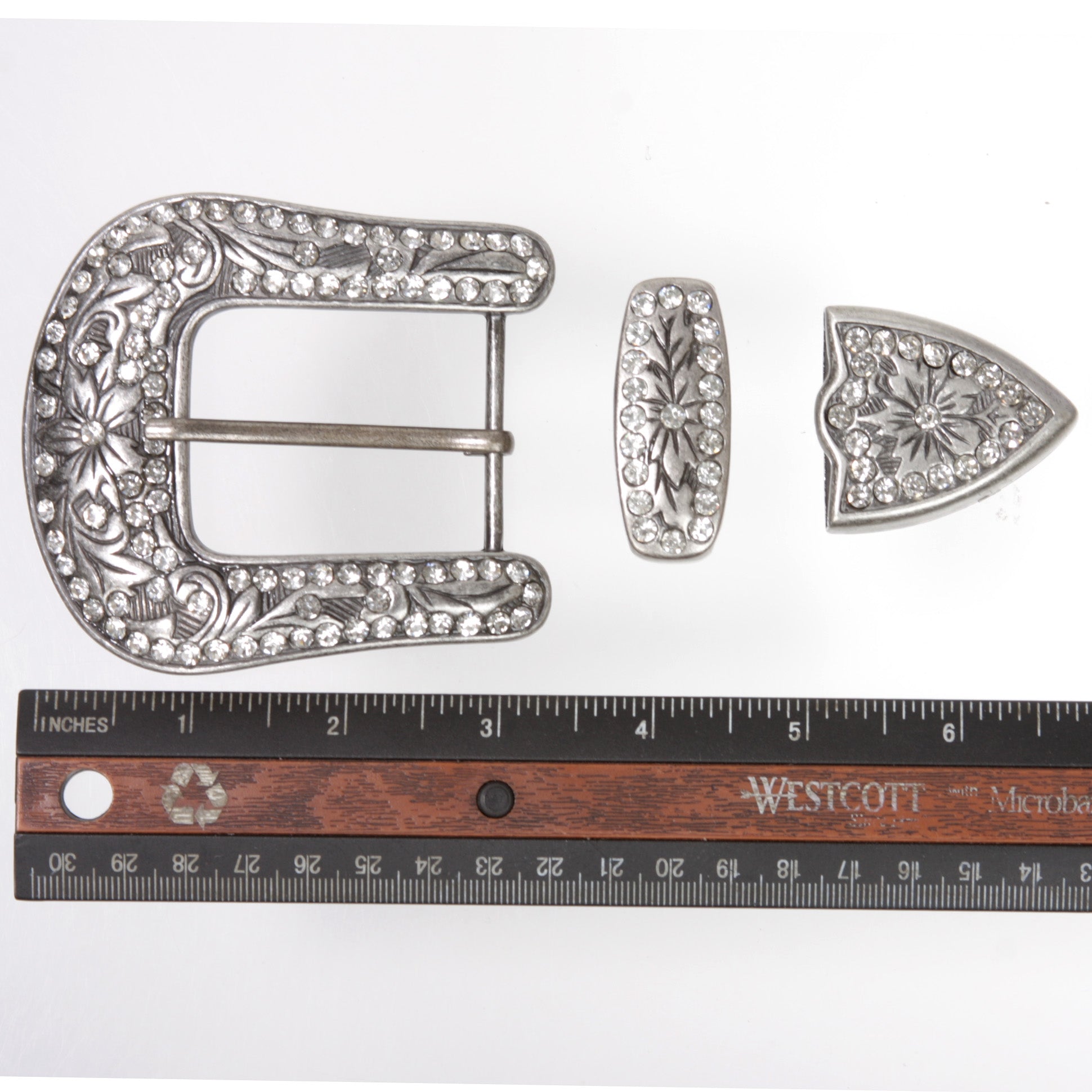 DIY Rhinestone Western Bling Buckle 3-piece Set for Replacement or leathercraft