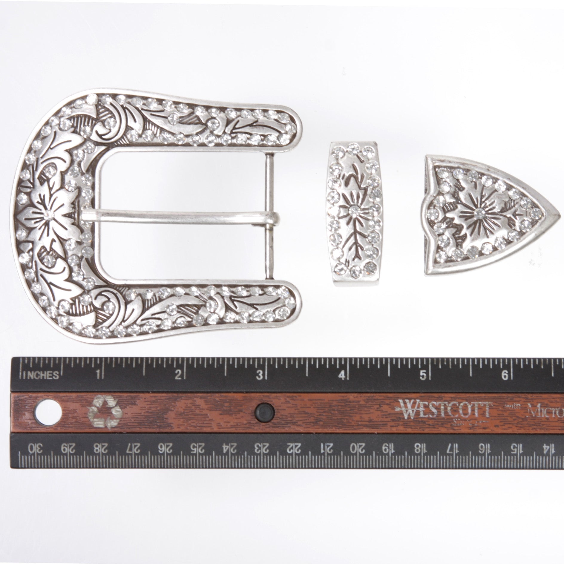 DIY Rhinestone Western Bling Buckle 3-piece Set for Replacement or leathercraft