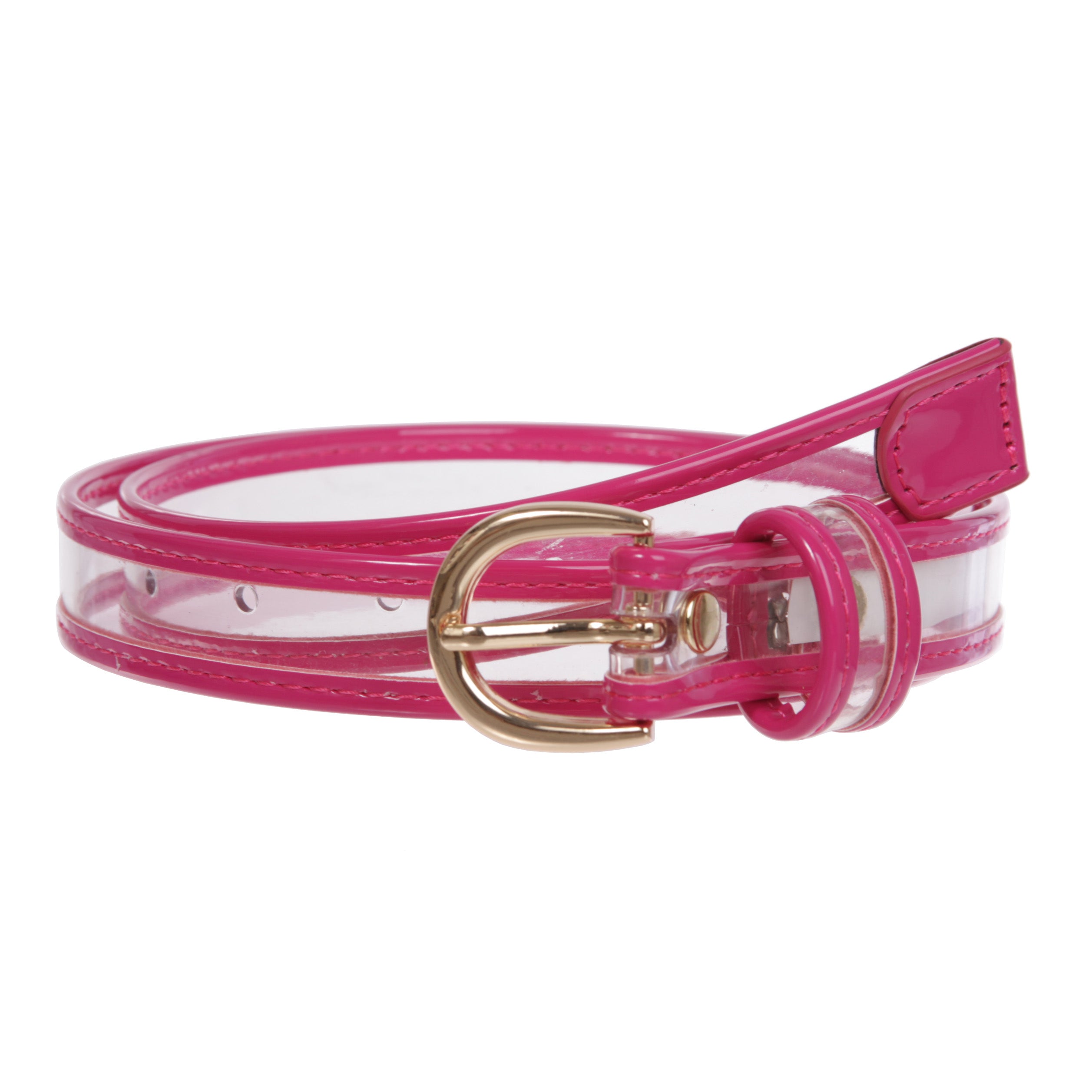 Women's  1" (25 mm) Color-Trimmed Patent Leather Transparent Clear Jelly Belt