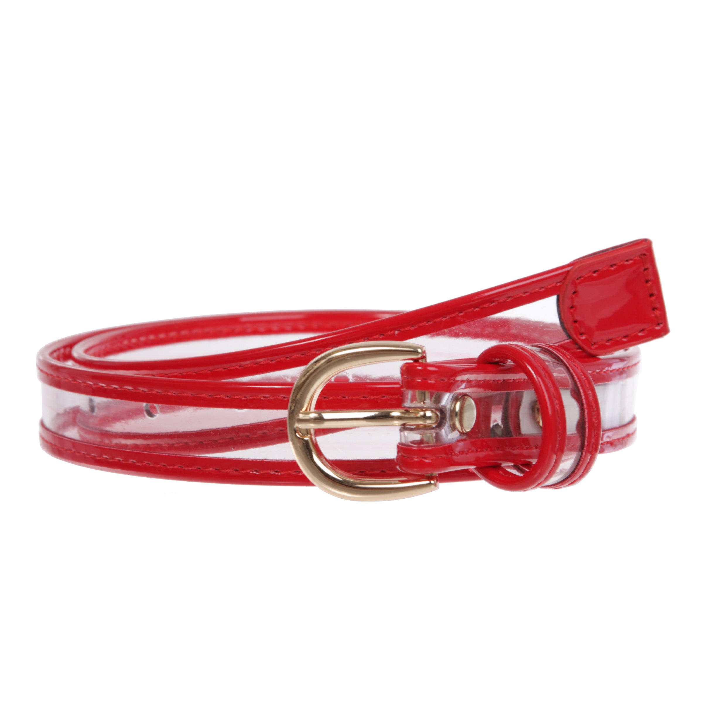 Women's  1" (25 mm) Color-Trimmed Patent Leather Transparent Clear Jelly Belt