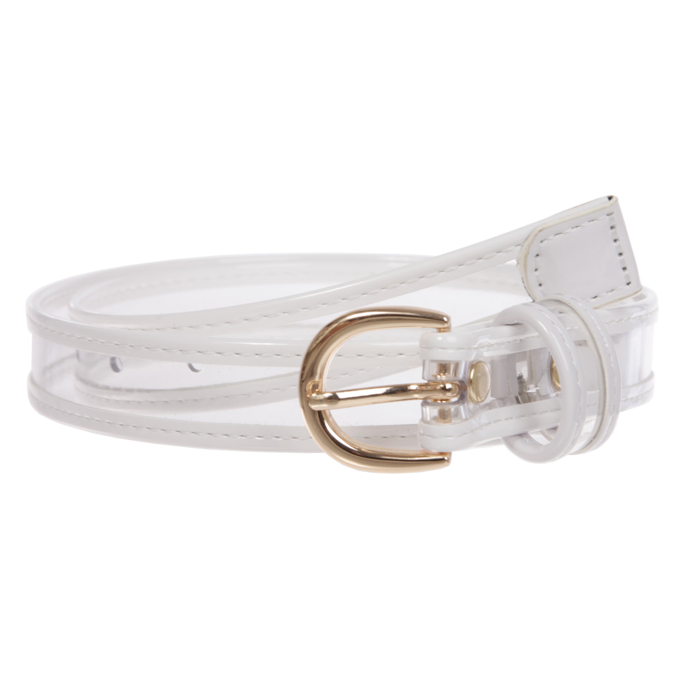 Women's  1" (25 mm) Color-Trimmed Patent Leather Transparent Clear Jelly Belt