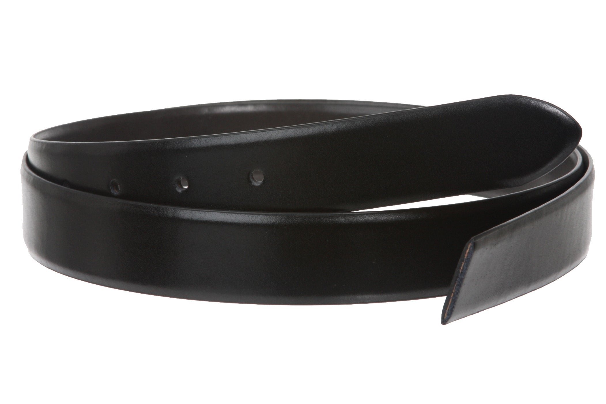 Men's 1 1/8" Black Cut-To-Fit One-Size-Fits-All Feather Edged Plain Leather Dress Belt