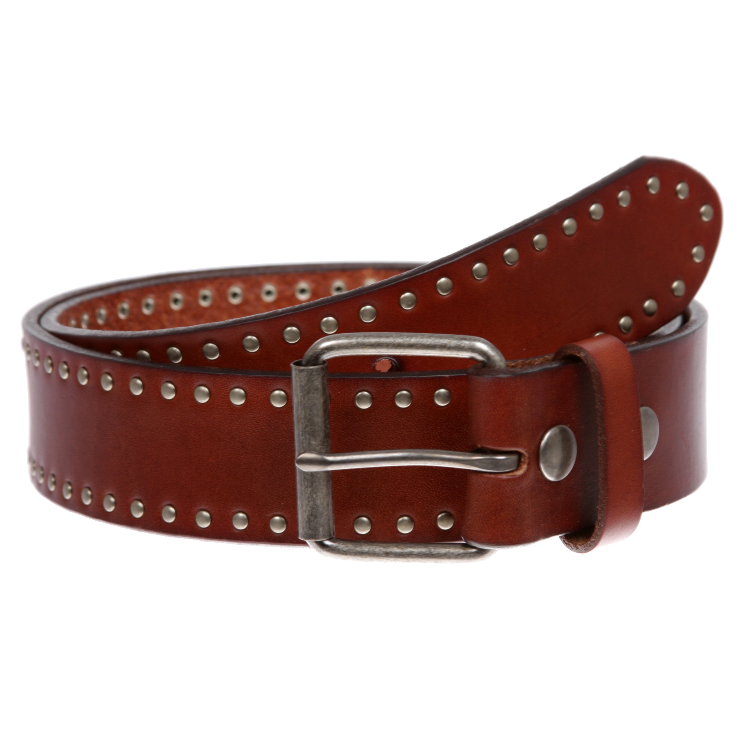 Genuine Vintage Retro Circle Studded Leather Belt - Interchangeable bu