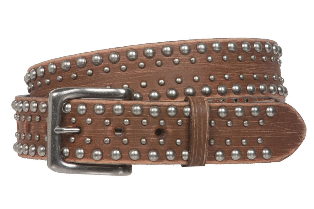 Vintage Studded Brown Leather Antique Brass Belt Made in offers USA Size Large