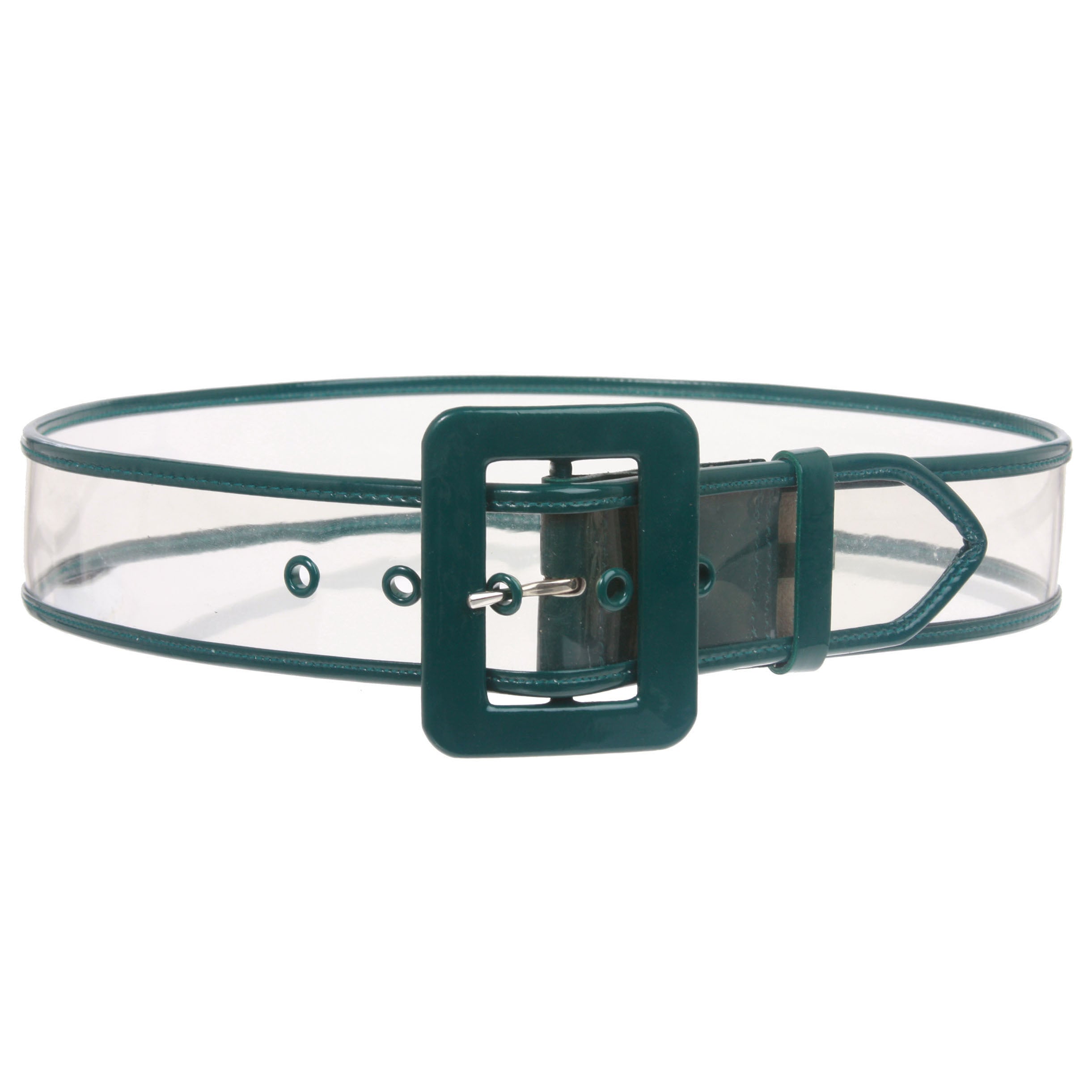 Women s 2 Wide Color Trimmed Patent Leather Transparent Jelly Clear Belt