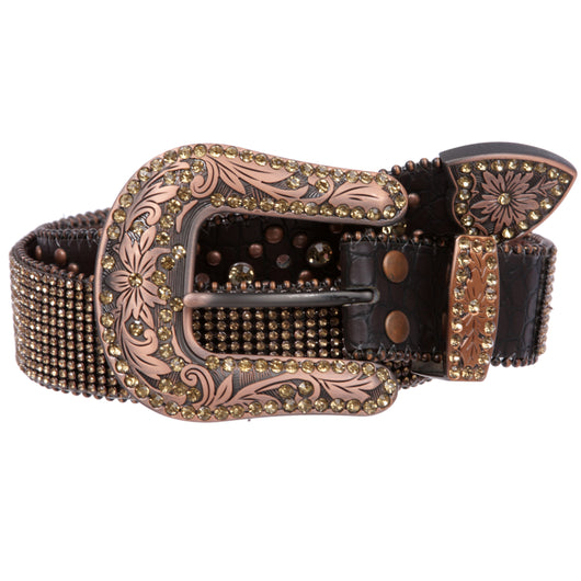 Gold Metal Mesh Ladies Belt with Western Concho Style Buckle Set