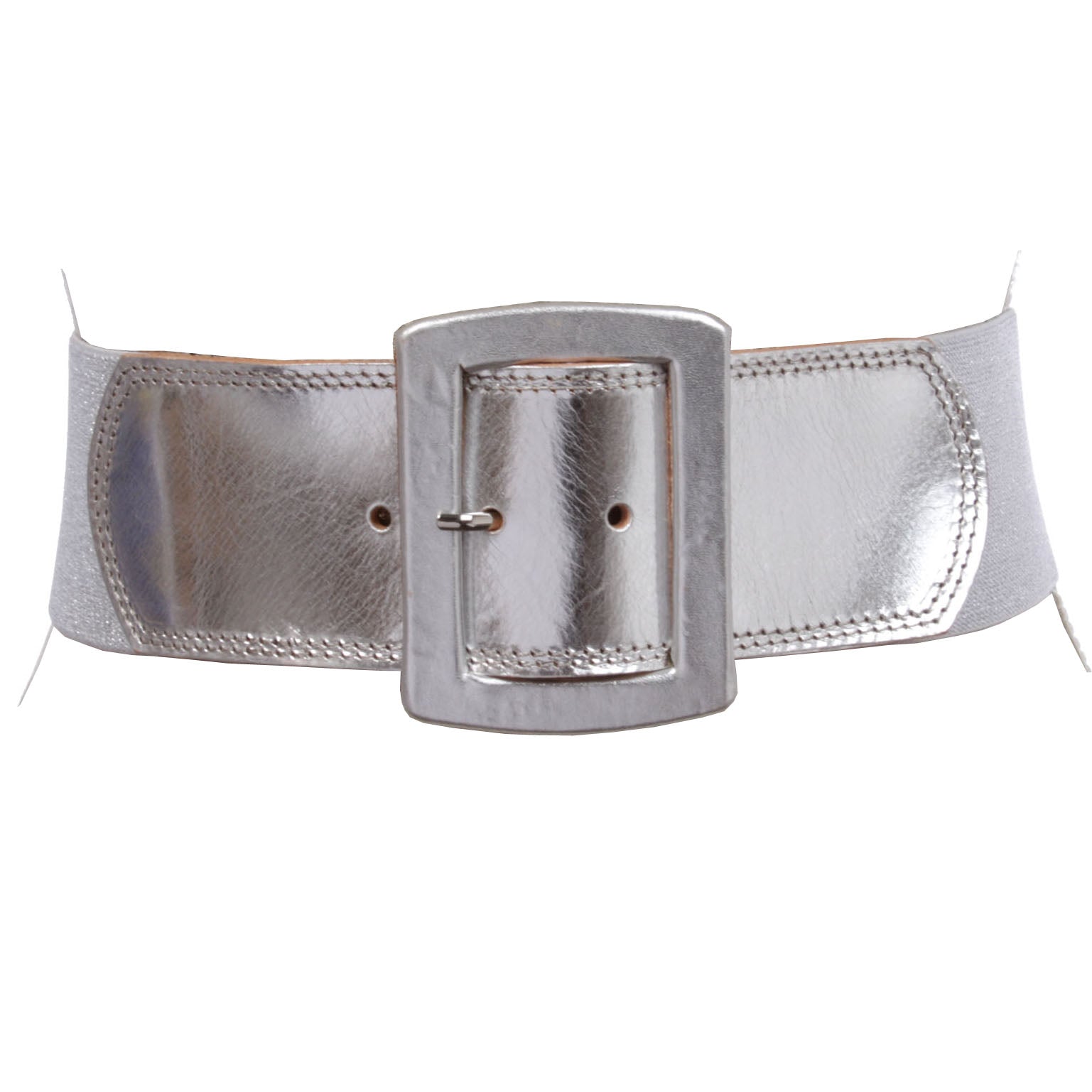 Wide silver leather fashion belt, Dark silver womens waist belt