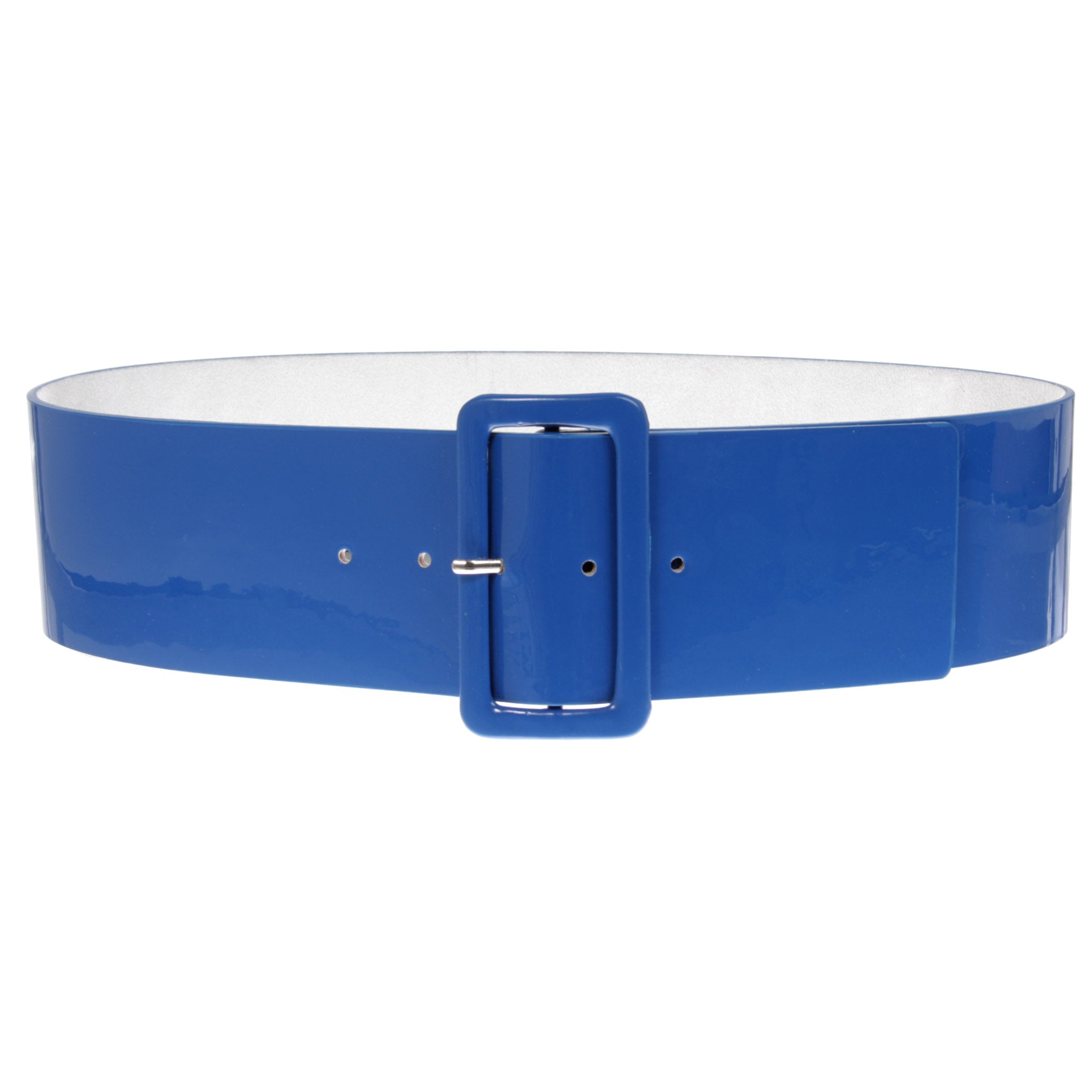 Ladies High Waist Patent Leather Wide Fashion Square Belt - Royal Blue /  XS/S - 28