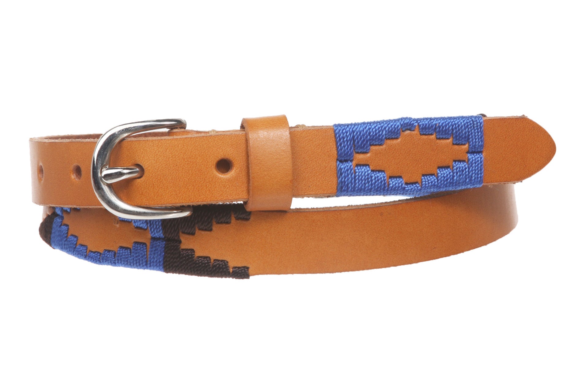 3/4" (19 mm) Skinny Embroidered Solid Leather Belt