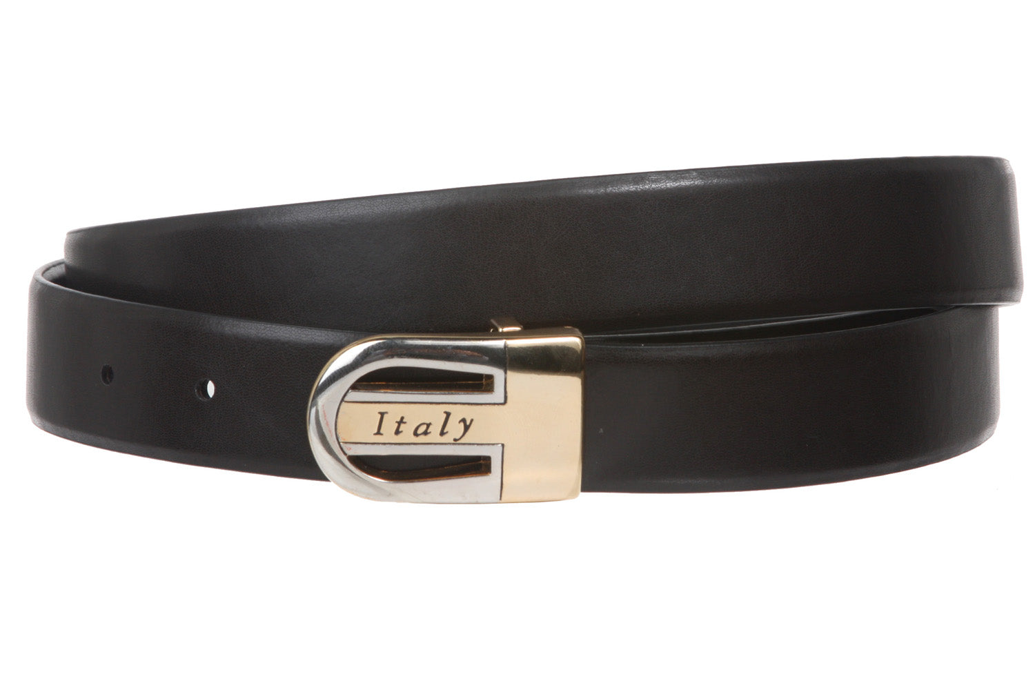 Men's 1 1/8" Black Cut-To-Fit One-Size-Fits-All Feather Edged Plain Leather Dress Belt