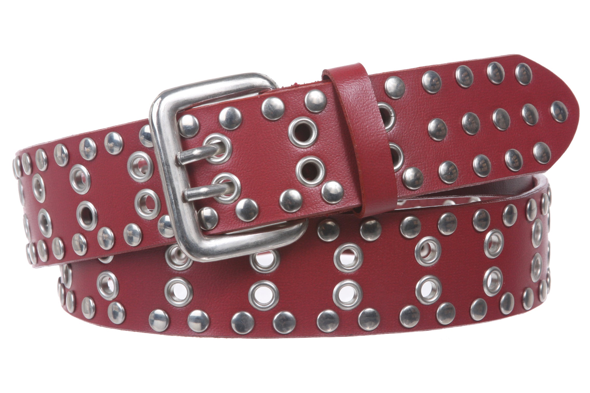 Two Row Grommets and circle studded Fashion Belt