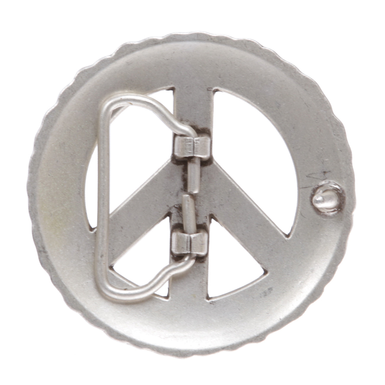 Round Perforated Floral Engraving Peace Sign Belt Buckle