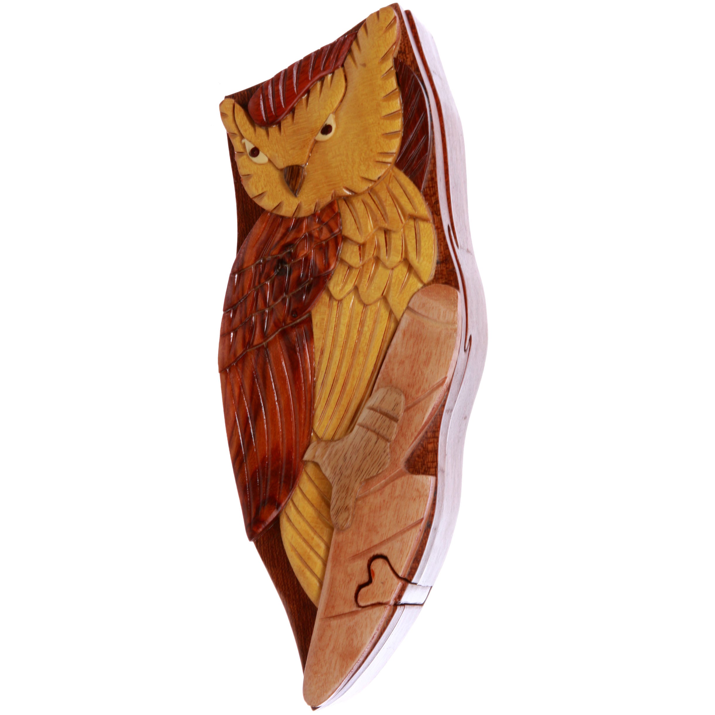 Handcrafted Wooden Animal Shape Secret Jewelry Puzzle Box - Eagle