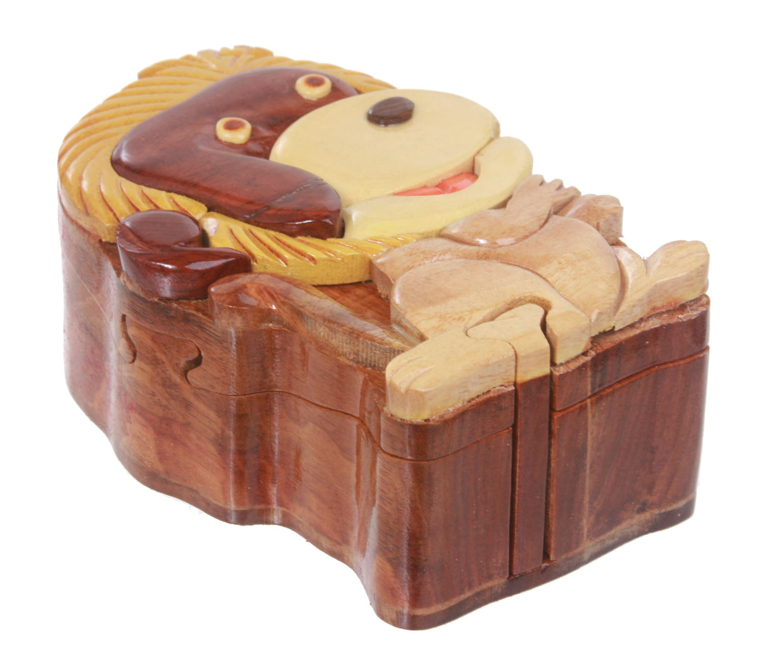 Handcrafted Wooden Monkey Shape Secret Jewelry Puzzle Box - Monkey