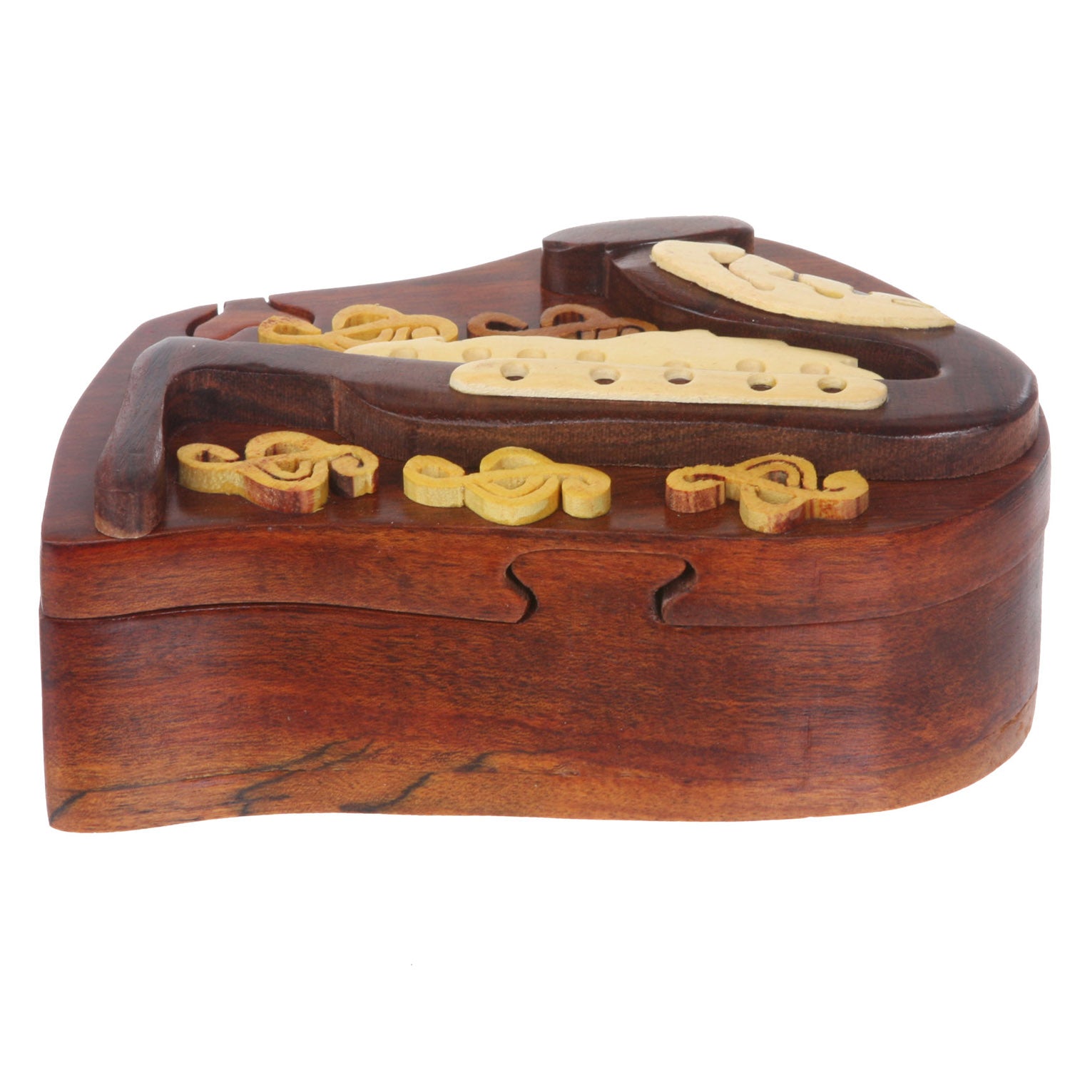 Handcrafted Wooden Musical Instrument Secret Jewelry Puzzle Box - Saxophone