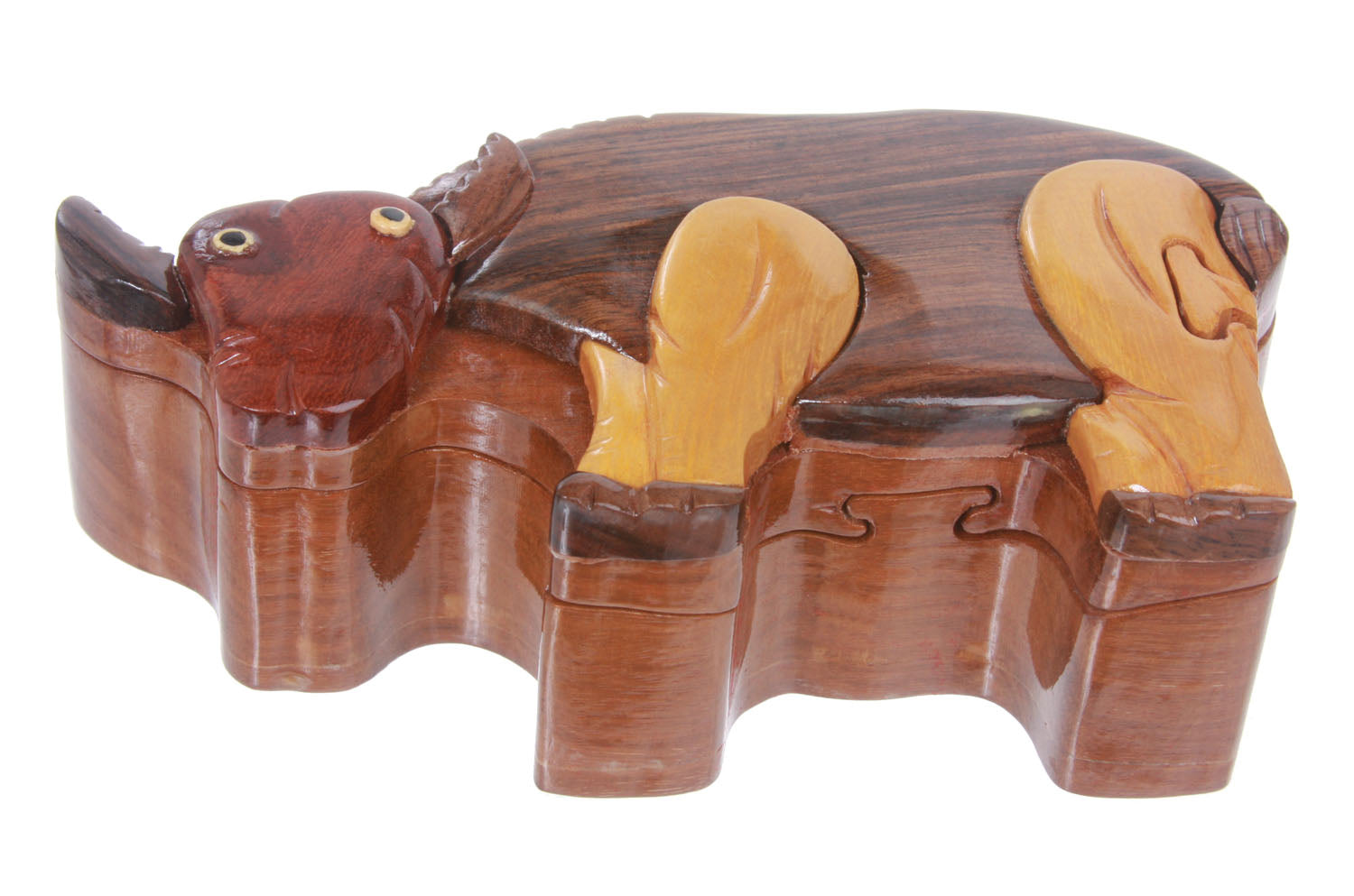 Handcrafted Wooden Ox Shape Secret Jewelry Puzzle Box -  Ox