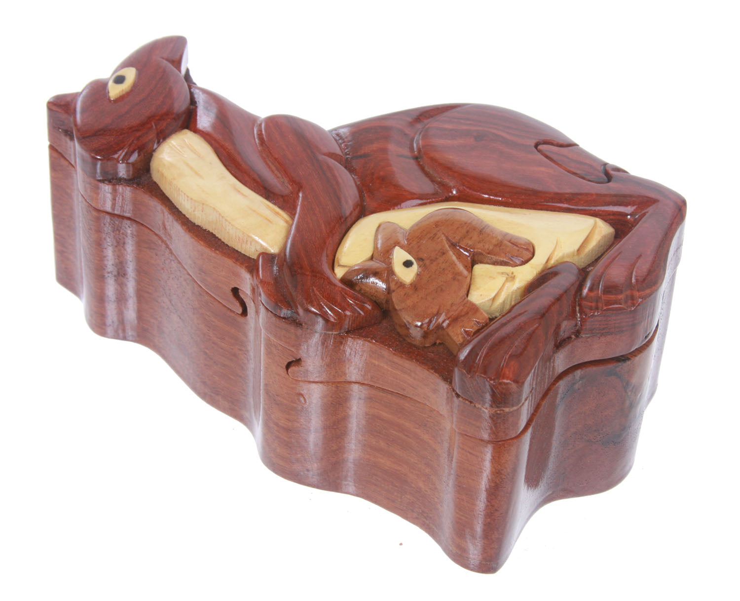 Handcrafted Wooden Kangaroo Shape Secret Jewelry Puzzle Box - Kangaroo