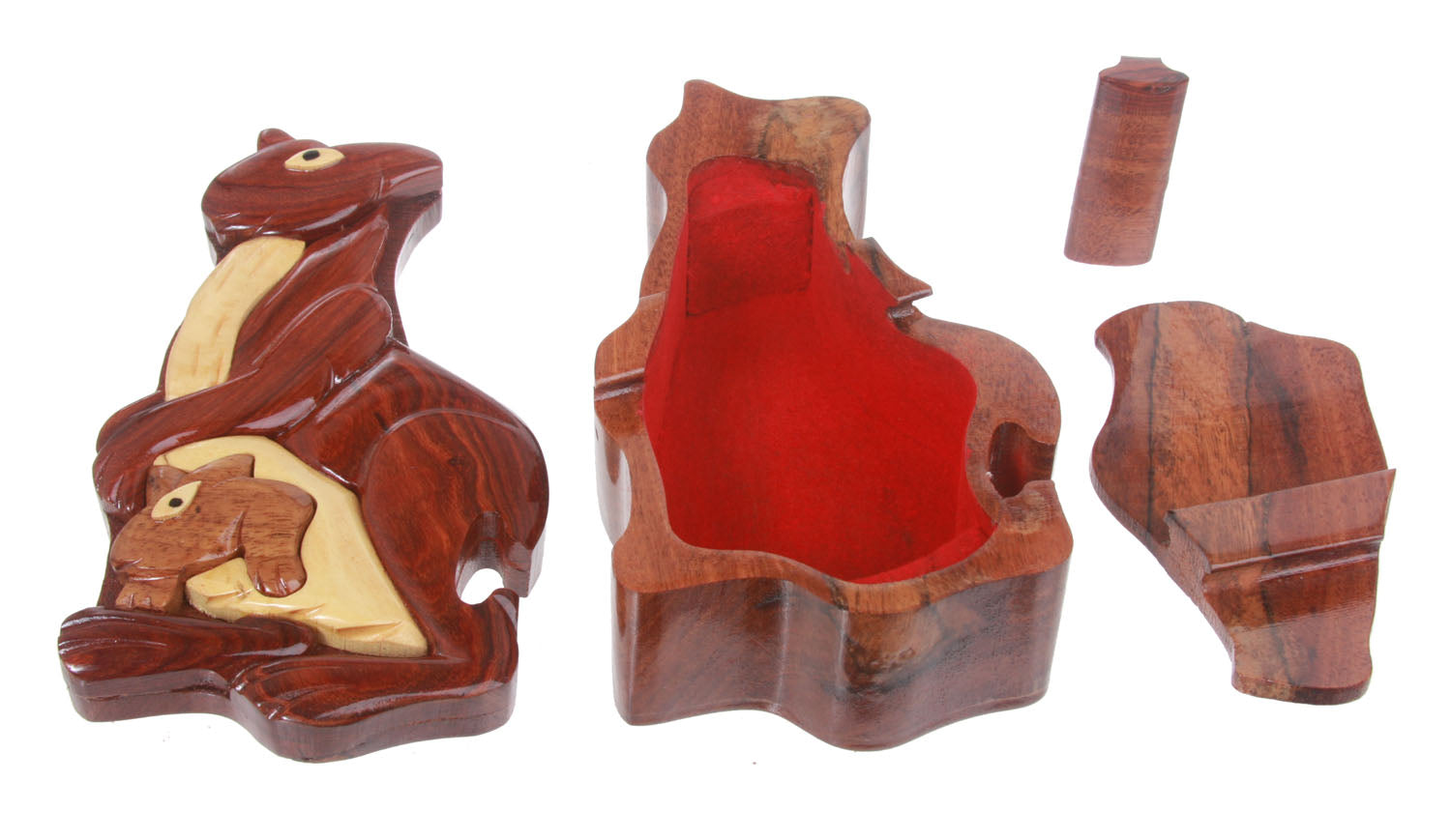 Handcrafted Wooden Kangaroo Shape Secret Jewelry Puzzle Box - Kangaroo