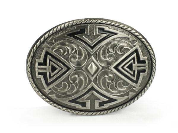 Western  Oval Pewter Belt Buckle